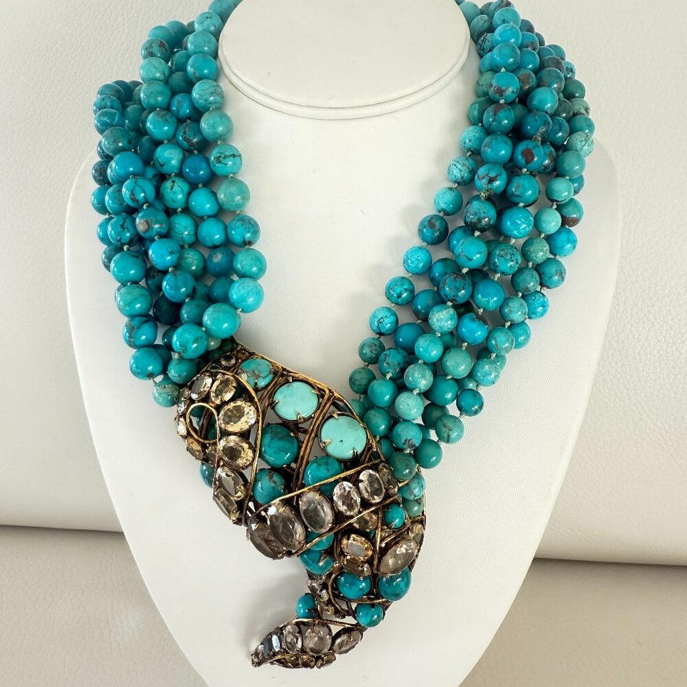EXQUISITE SIGNED IRADJ MOINI TURQUOISE SNAKE NECKLACE
